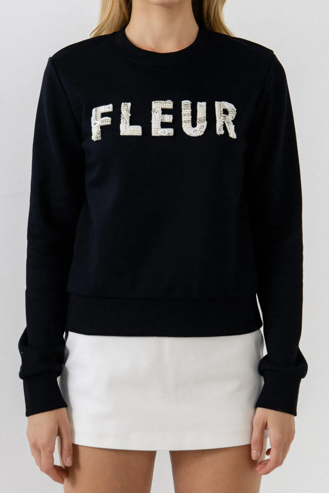 endless_rose__beads_lette_0.webp ENDLESS ROSE Tops*- Beads Lettering Patch Sweatshirt