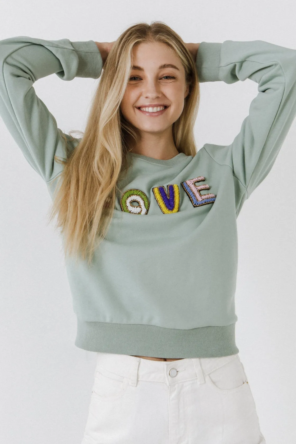 endless_rose__beads_lette_13.webp ENDLESS ROSE Sweaters & Knits*- Beads Lettering Sweatshirt