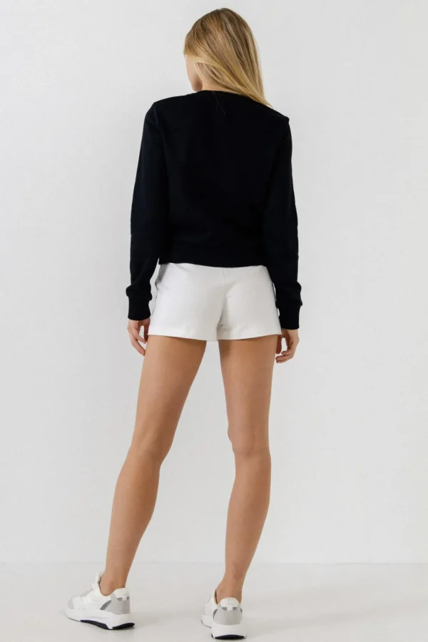 ENDLESS ROSE Tops*- Beads Lettering Patch Sweatshirt