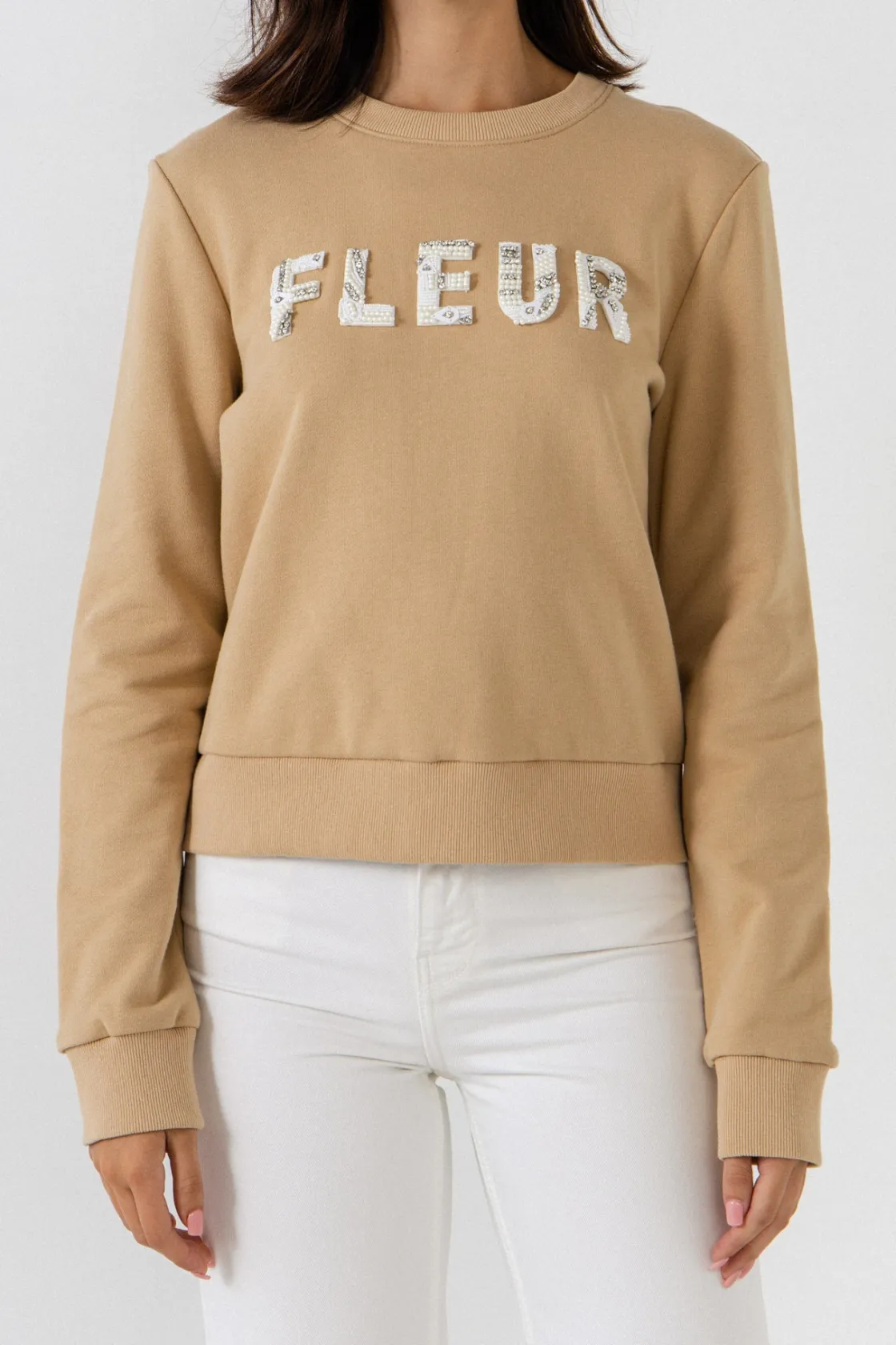 endless_rose__beads_lette_5.webp ENDLESS ROSE Tops*- Beads Lettering Patch Sweatshirt