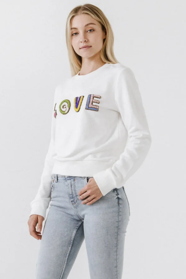 ENDLESS ROSE Sweaters & Knits*- Beads Lettering Sweatshirt