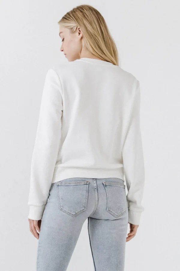 ENDLESS ROSE Sweaters & Knits*- Beads Lettering Sweatshirt