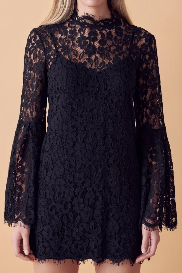 ENDLESS ROSE Lace Dresses | White Dresses*- Bell Sleeve Lace Dress