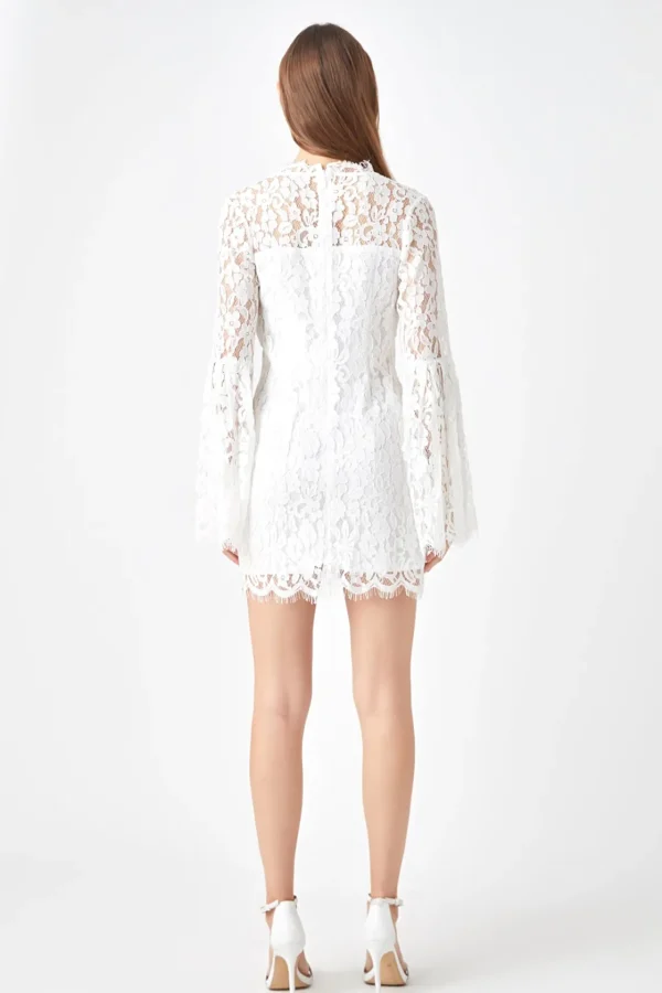 ENDLESS ROSE Lace Dresses | Tops*- Bell Sleeve V-Neck Lace Dress IVORY