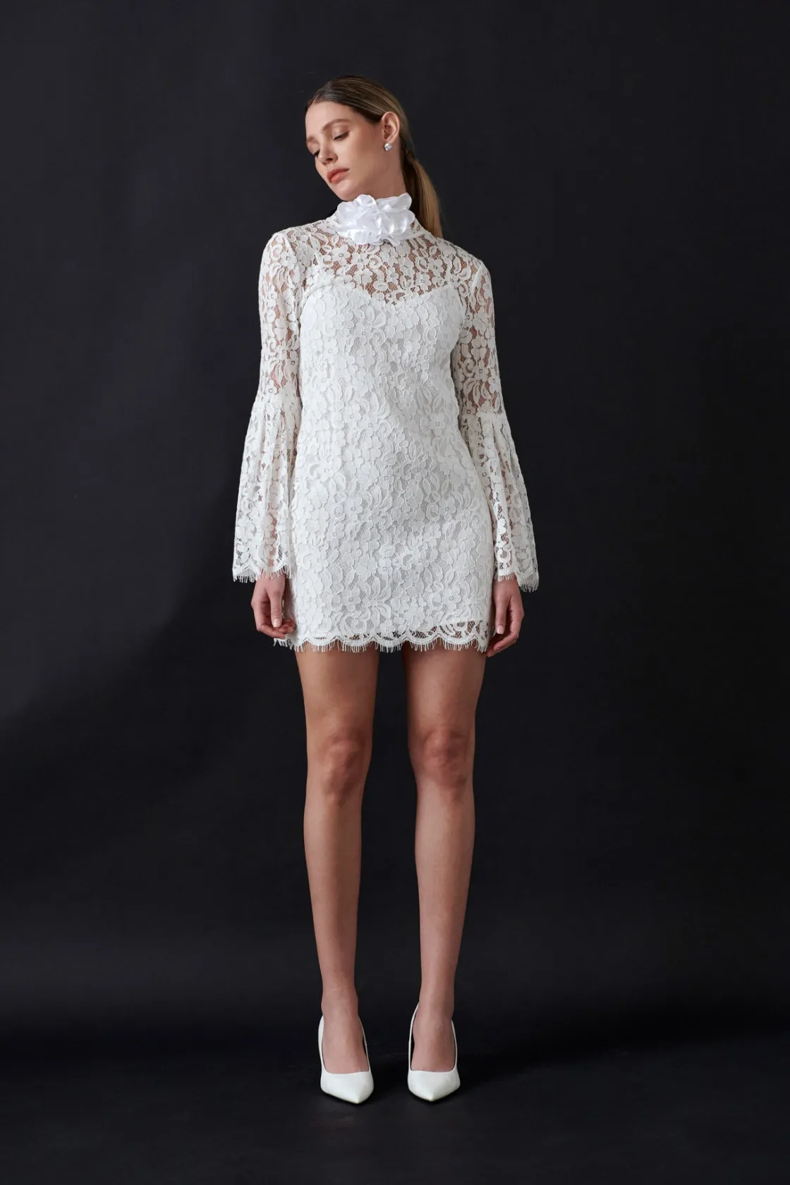 endless_rose__bell_sleeve_7.webp ENDLESS ROSE Lace Dresses | White Dresses*- Bell Sleeve Lace Dress