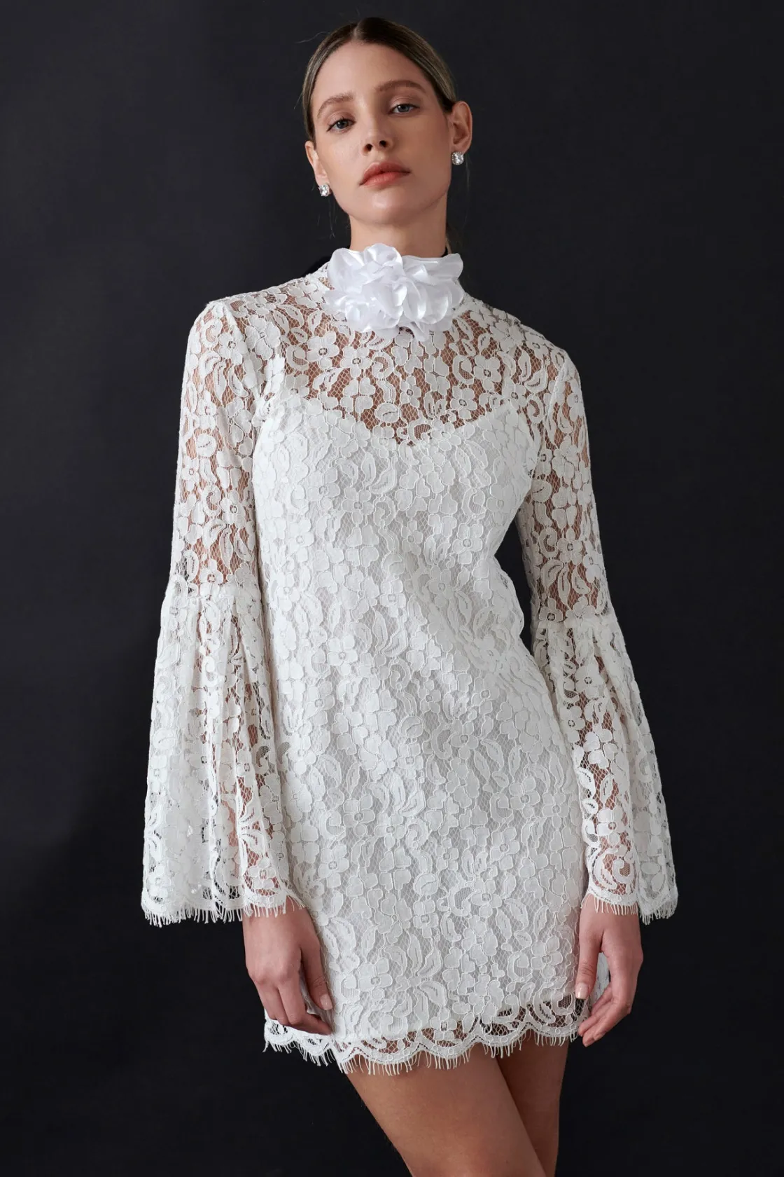 endless_rose__bell_sleeve_8.webp ENDLESS ROSE Lace Dresses | White Dresses*- Bell Sleeve Lace Dress