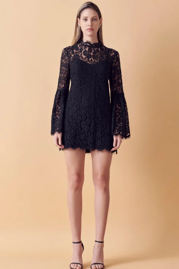 ENDLESS ROSE Lace Dresses | White Dresses*- Bell Sleeve Lace Dress