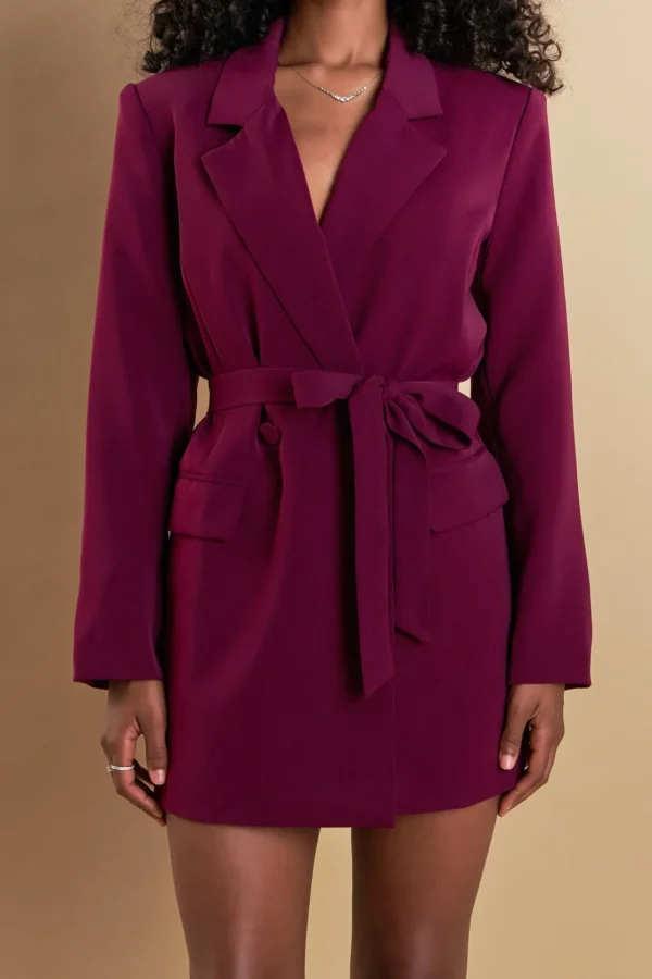 ENDLESS ROSE Blazers | Tops*- Belted Blazer WINE