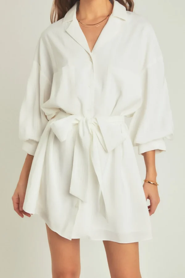 ENDLESS ROSE White Dresses | Tops*- Belted Mini Shirt Dress