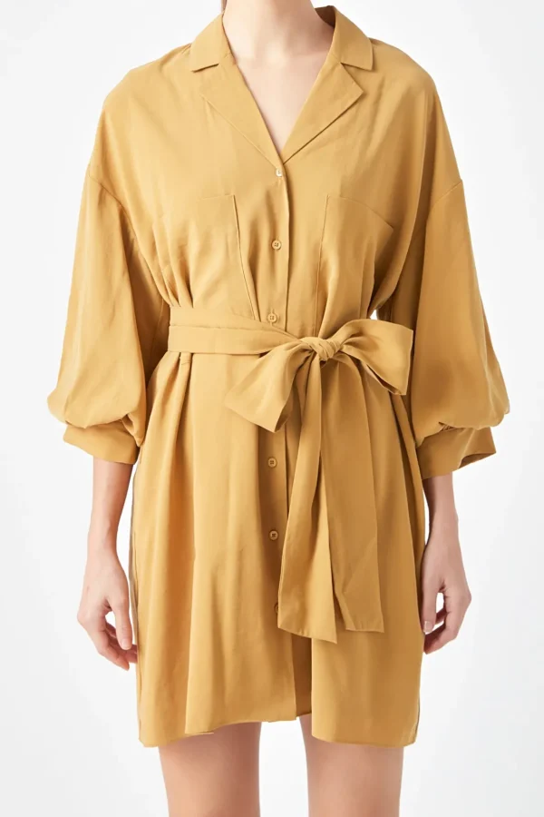 ENDLESS ROSE White Dresses | Tops*- Belted Mini Shirt Dress