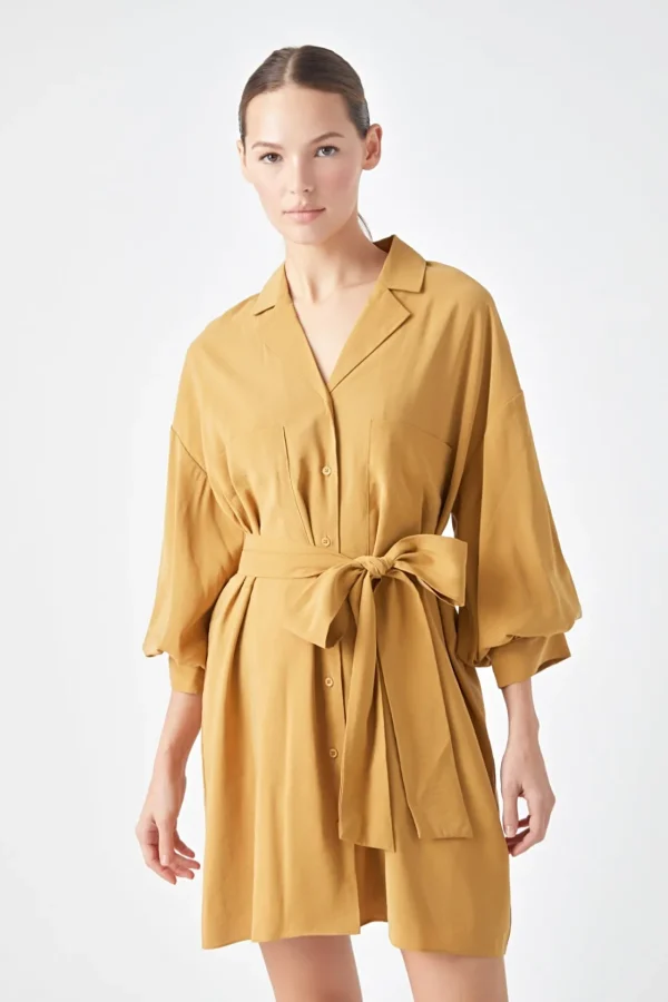 ENDLESS ROSE White Dresses | Tops*- Belted Mini Shirt Dress