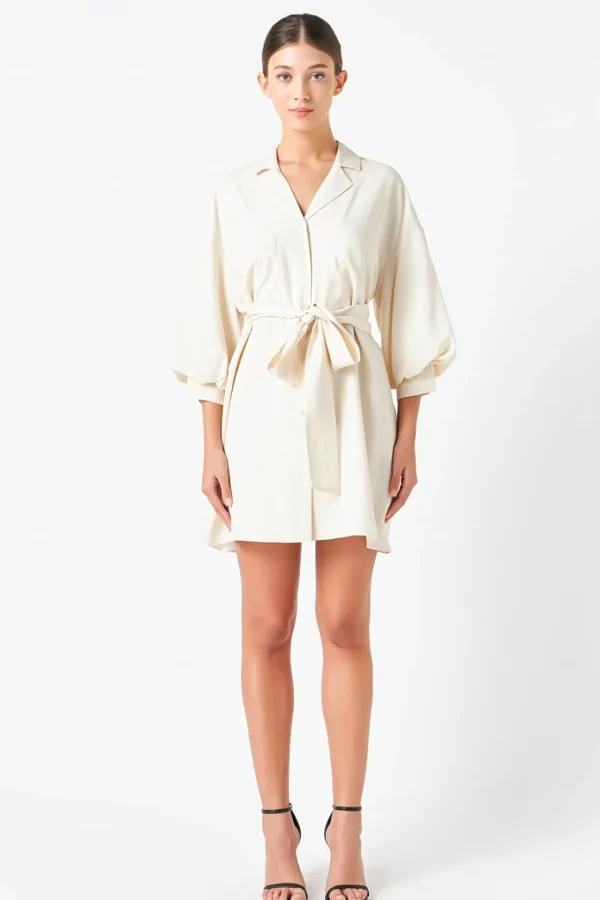 ENDLESS ROSE White Dresses | Tops*- Belted Mini Shirt Dress
