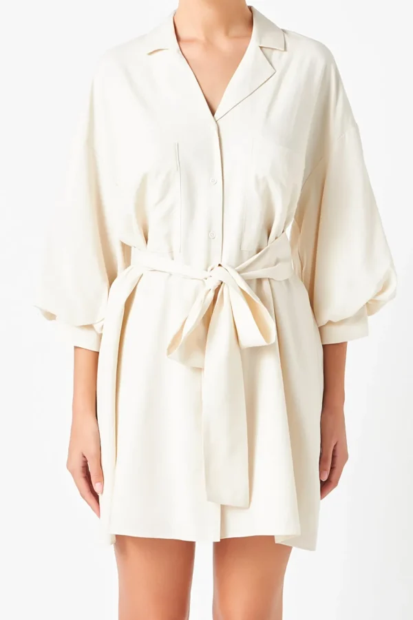 ENDLESS ROSE White Dresses | Tops*- Belted Mini Shirt Dress