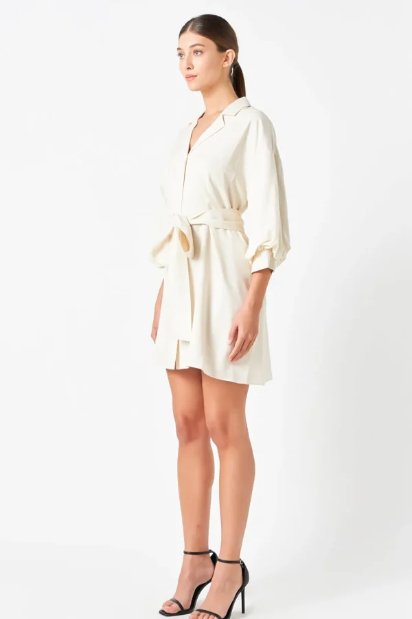 ENDLESS ROSE White Dresses | Tops*- Belted Mini Shirt Dress
