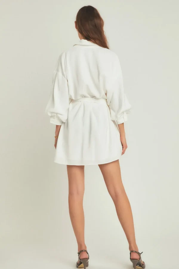 ENDLESS ROSE White Dresses | Tops*- Belted Mini Shirt Dress