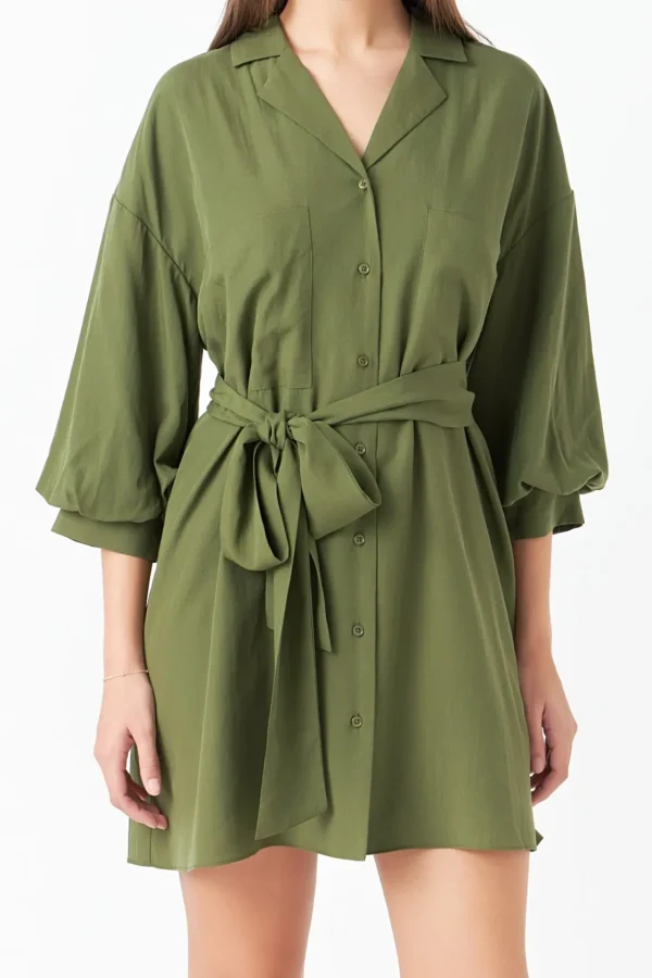 ENDLESS ROSE White Dresses | Tops*- Belted Mini Shirt Dress