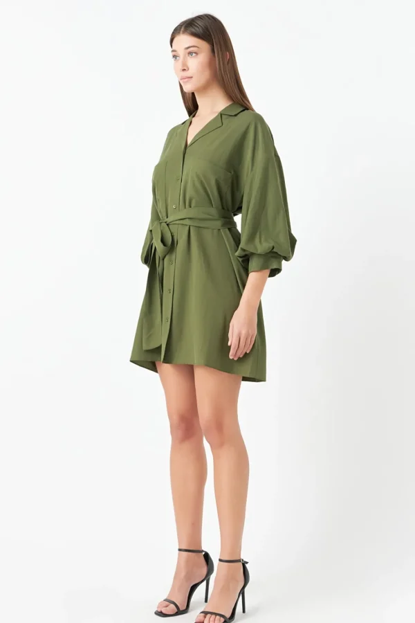 ENDLESS ROSE White Dresses | Tops*- Belted Mini Shirt Dress