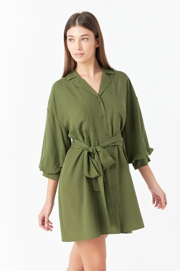 ENDLESS ROSE White Dresses | Tops*- Belted Mini Shirt Dress