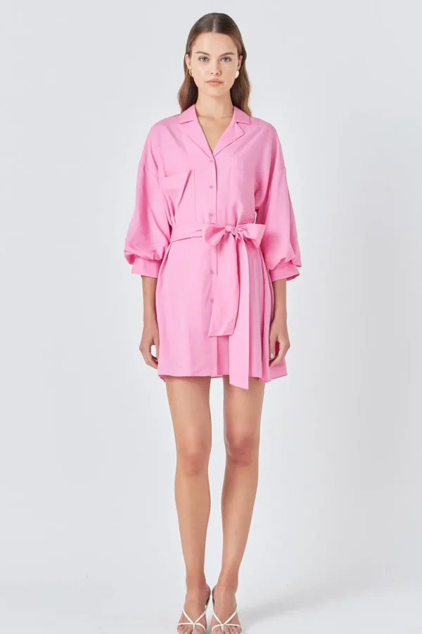 ENDLESS ROSE White Dresses | Tops*- Belted Mini Shirt Dress