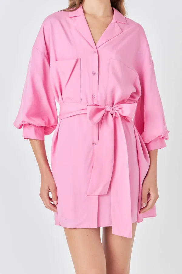 ENDLESS ROSE White Dresses | Tops*- Belted Mini Shirt Dress