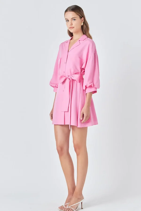 ENDLESS ROSE White Dresses | Tops*- Belted Mini Shirt Dress