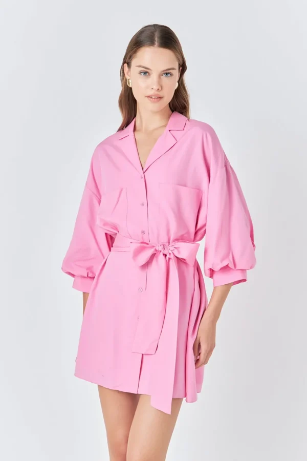 ENDLESS ROSE White Dresses | Tops*- Belted Mini Shirt Dress