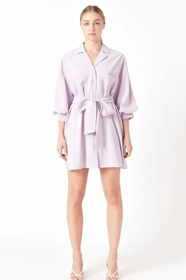 ENDLESS ROSE White Dresses | Tops*- Belted Mini Shirt Dress
