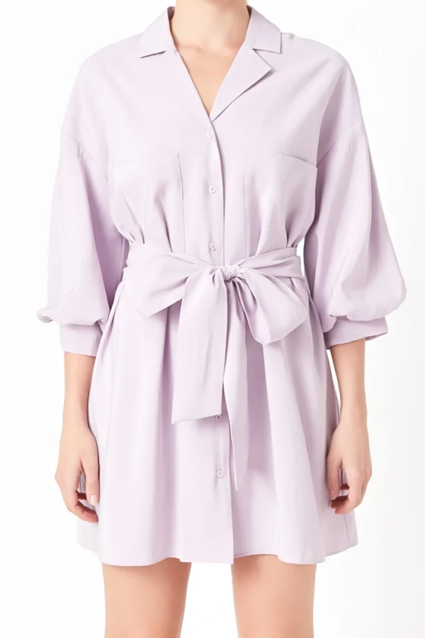 ENDLESS ROSE White Dresses | Tops*- Belted Mini Shirt Dress