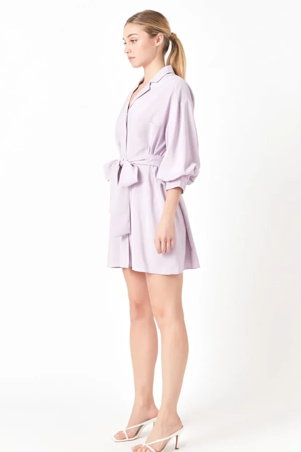 ENDLESS ROSE White Dresses | Tops*- Belted Mini Shirt Dress