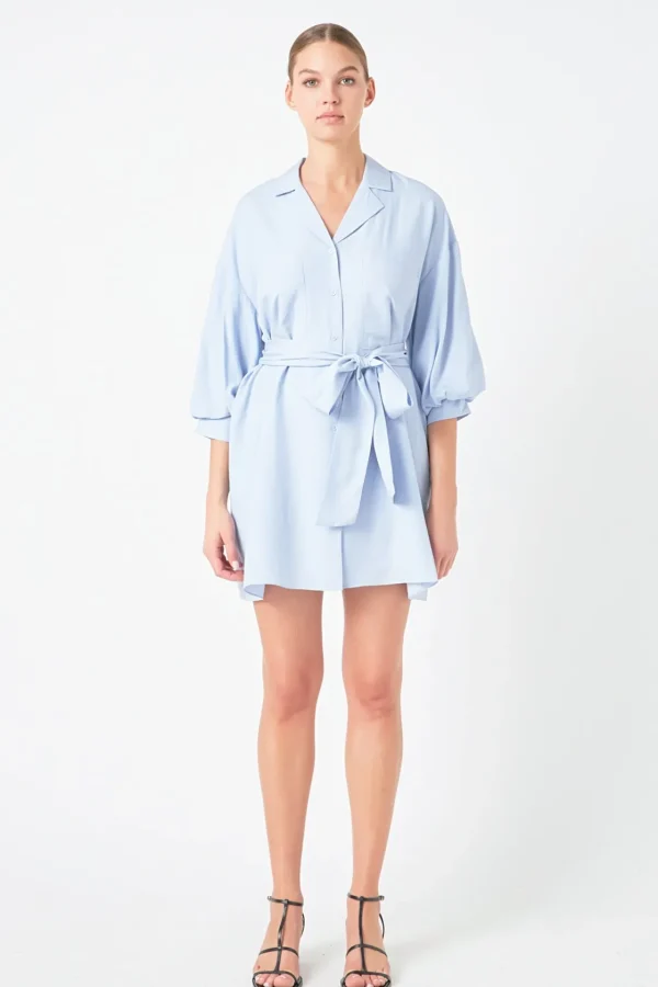ENDLESS ROSE White Dresses | Tops*- Belted Mini Shirt Dress