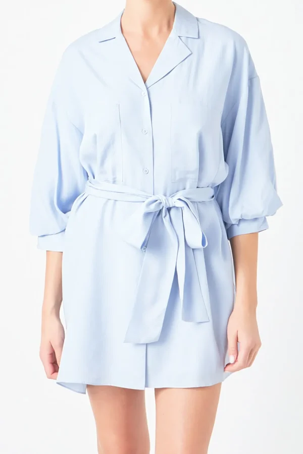 ENDLESS ROSE White Dresses | Tops*- Belted Mini Shirt Dress