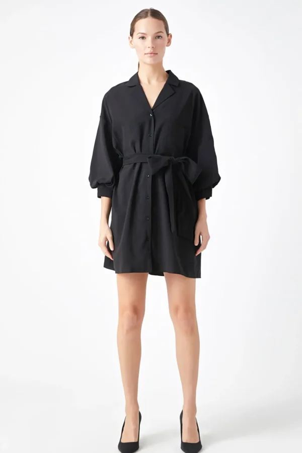ENDLESS ROSE White Dresses | Tops*- Belted Mini Shirt Dress