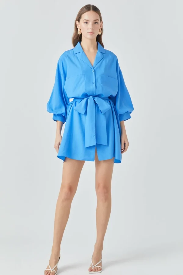 ENDLESS ROSE White Dresses | Tops*- Belted Mini Shirt Dress