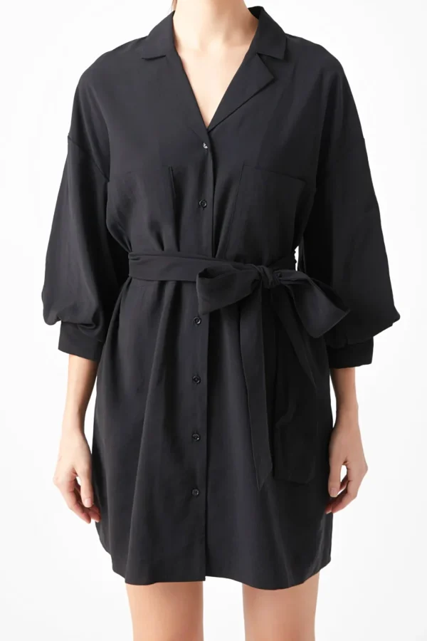 ENDLESS ROSE White Dresses | Tops*- Belted Mini Shirt Dress