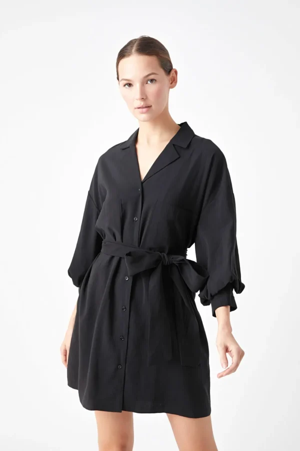 ENDLESS ROSE White Dresses | Tops*- Belted Mini Shirt Dress