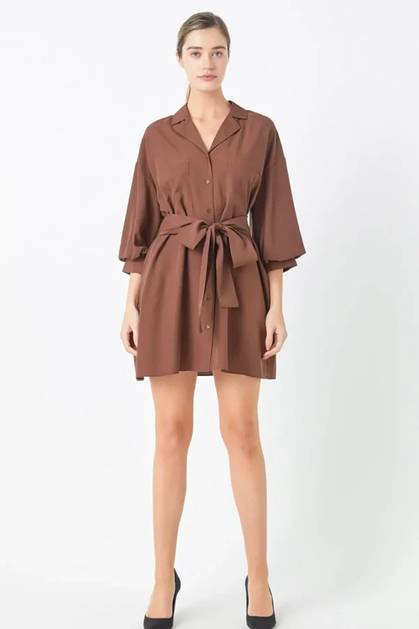 ENDLESS ROSE White Dresses | Tops*- Belted Mini Shirt Dress