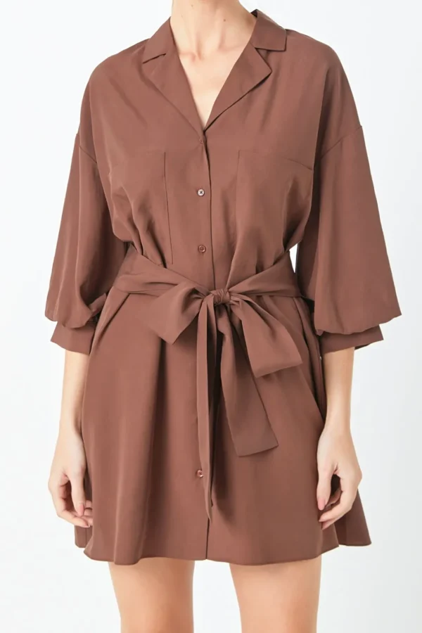 ENDLESS ROSE White Dresses | Tops*- Belted Mini Shirt Dress