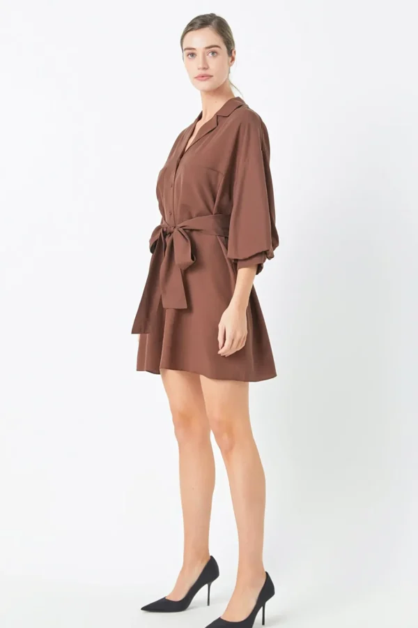 ENDLESS ROSE White Dresses | Tops*- Belted Mini Shirt Dress