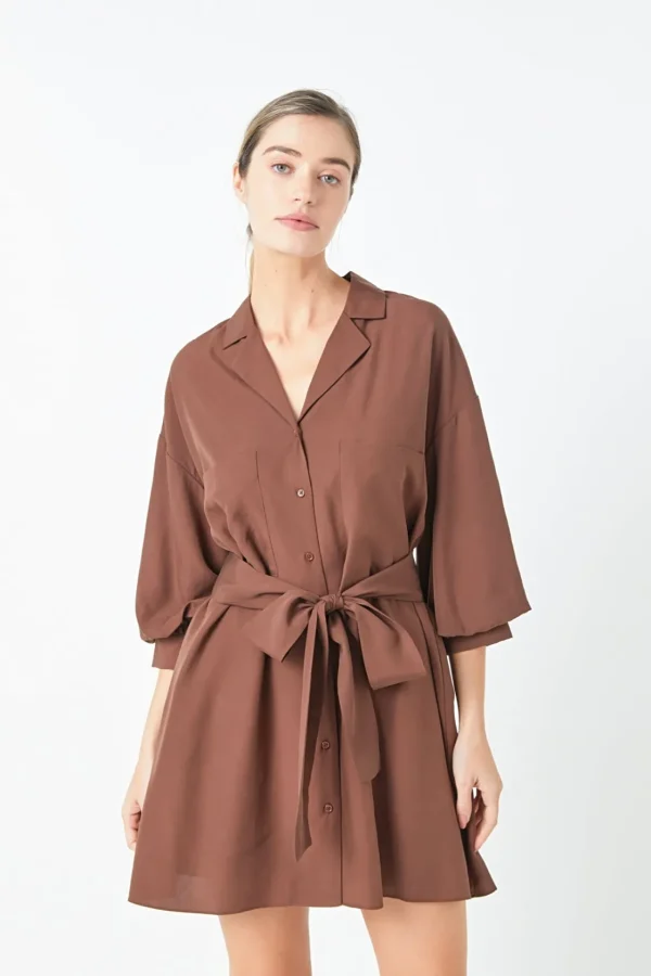 ENDLESS ROSE White Dresses | Tops*- Belted Mini Shirt Dress