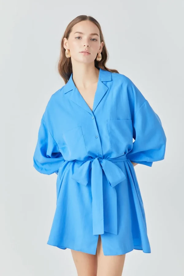 ENDLESS ROSE White Dresses | Tops*- Belted Mini Shirt Dress
