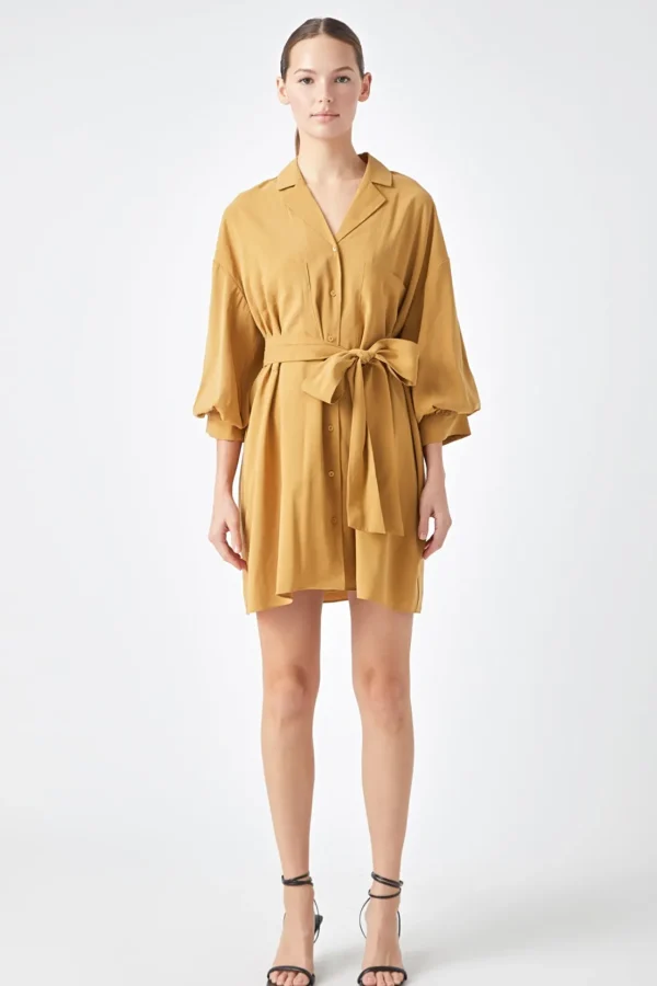 ENDLESS ROSE White Dresses | Tops*- Belted Mini Shirt Dress