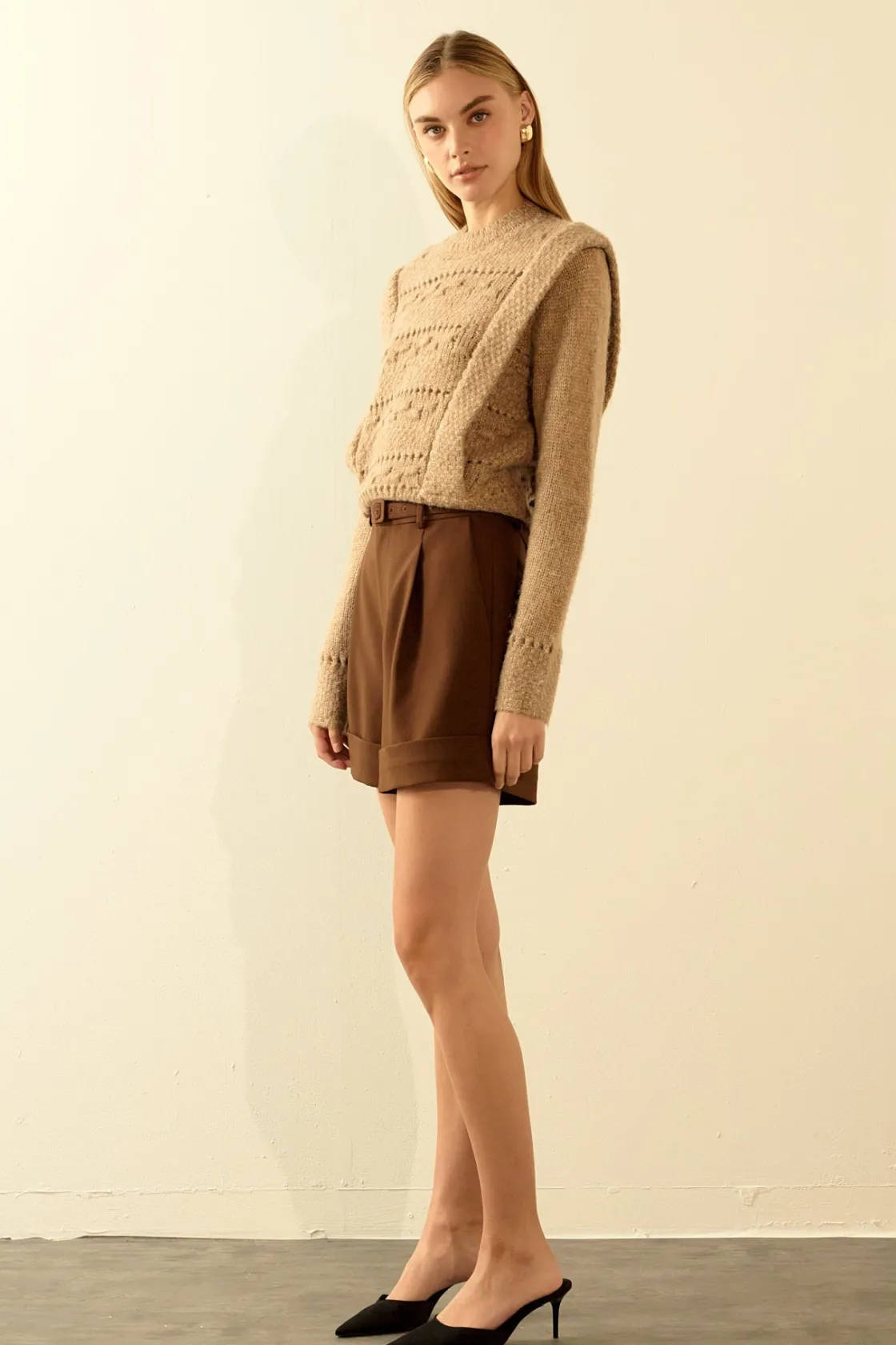 endless_rose__belted_shor_1.webp ENDLESS ROSE Shorts & Skorts | Tops*- Belted Shorts Trousers ESPRESSO