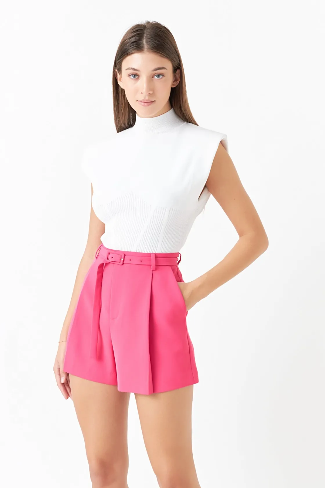 endless_rose__belted_shor_3-1.webp ENDLESS ROSE Matching Sets | Shorts & Skorts*- Belted Shorts FUCHSIA