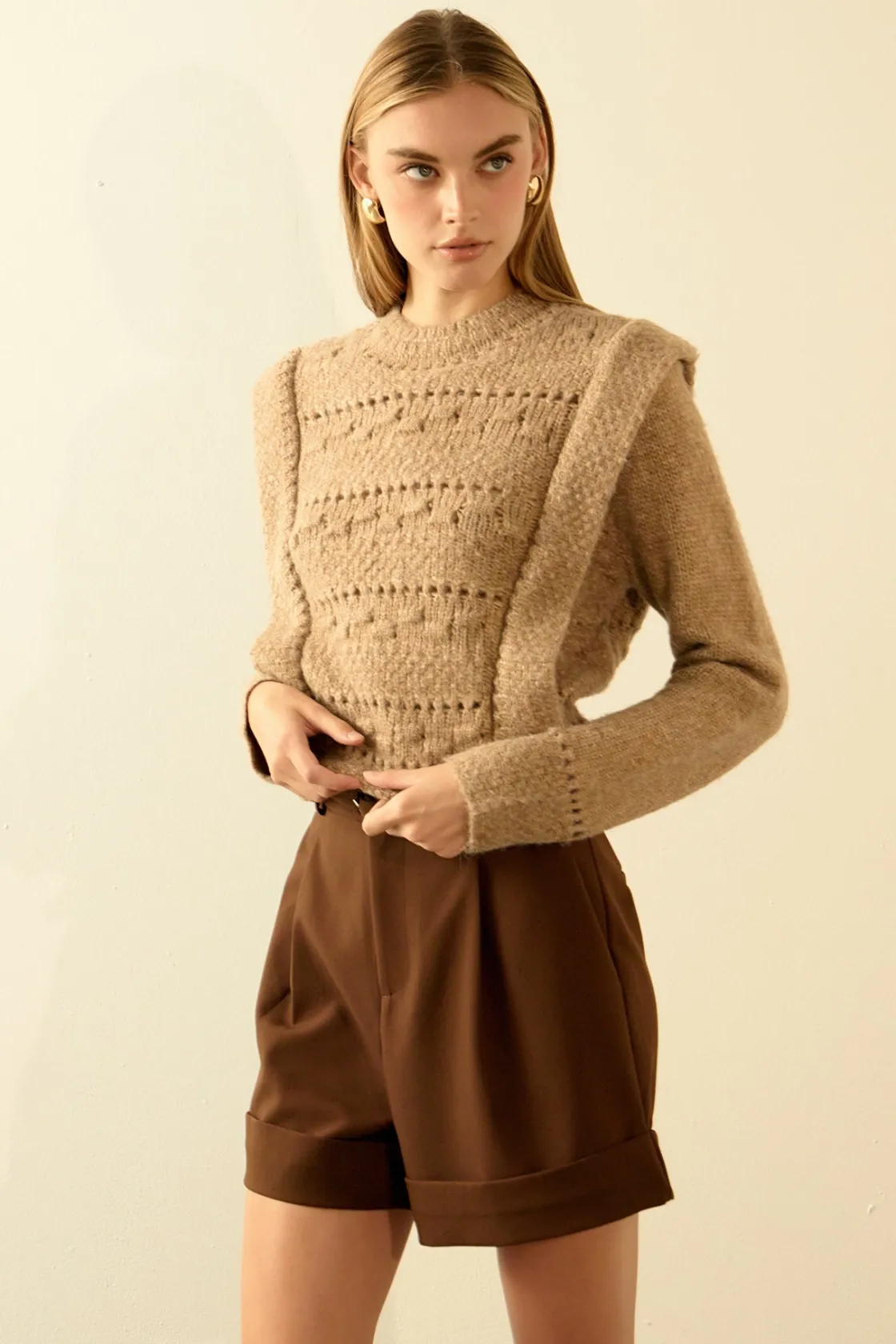endless_rose__belted_shor_3.webp ENDLESS ROSE Shorts & Skorts | Tops*- Belted Shorts Trousers ESPRESSO