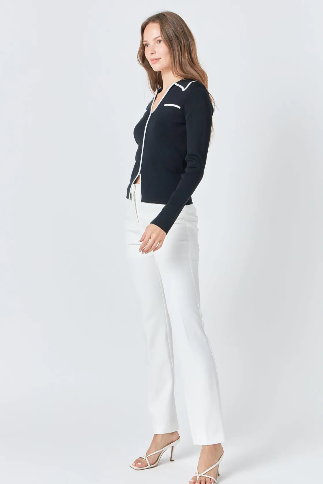 endless_rose__binded_coll_1.webp ENDLESS ROSE Tops*- Binded Collared Top BLACK