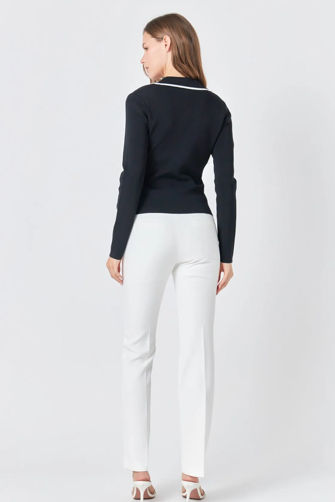 endless_rose__binded_coll_2.webp ENDLESS ROSE Tops*- Binded Collared Top BLACK