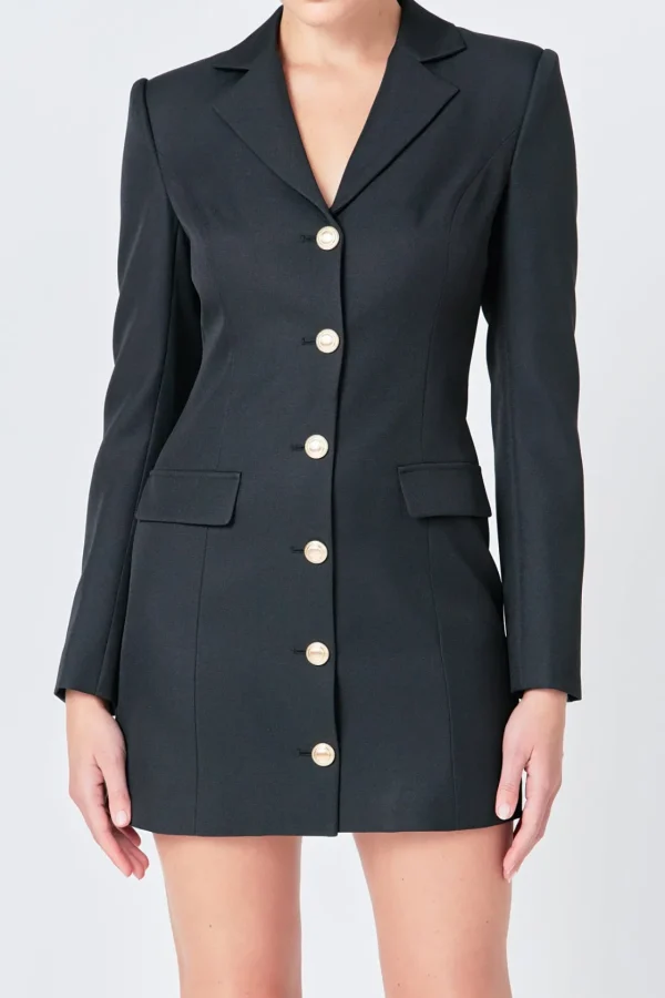 ENDLESS ROSE Blazers | Tops*- Blazer Buttoned Mini Dress BLACK