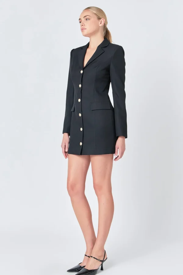 ENDLESS ROSE Blazers | Tops*- Blazer Buttoned Mini Dress BLACK