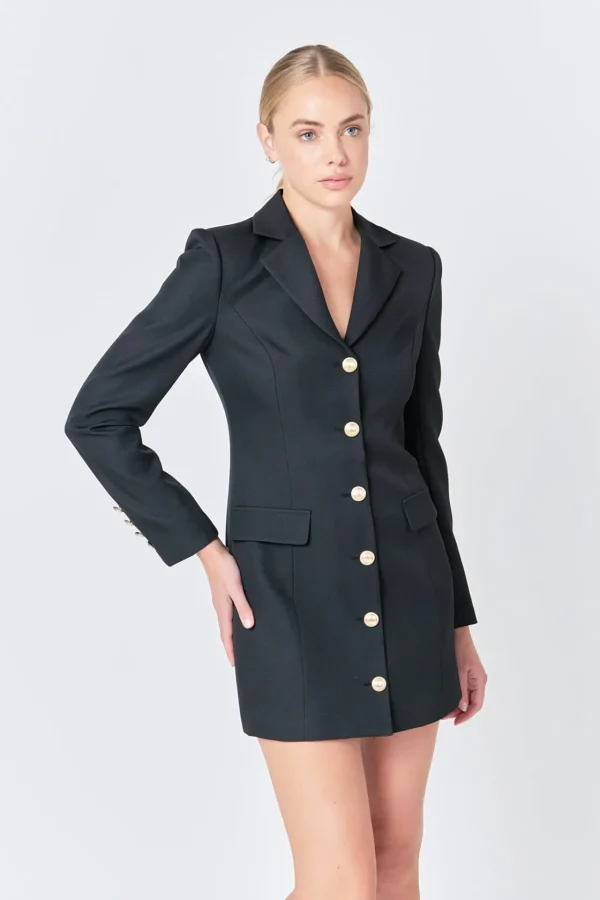 ENDLESS ROSE Blazers | Tops*- Blazer Buttoned Mini Dress BLACK