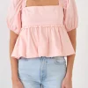 ENDLESS ROSE Tops*- Blouson Baby Doll Top BLUSH